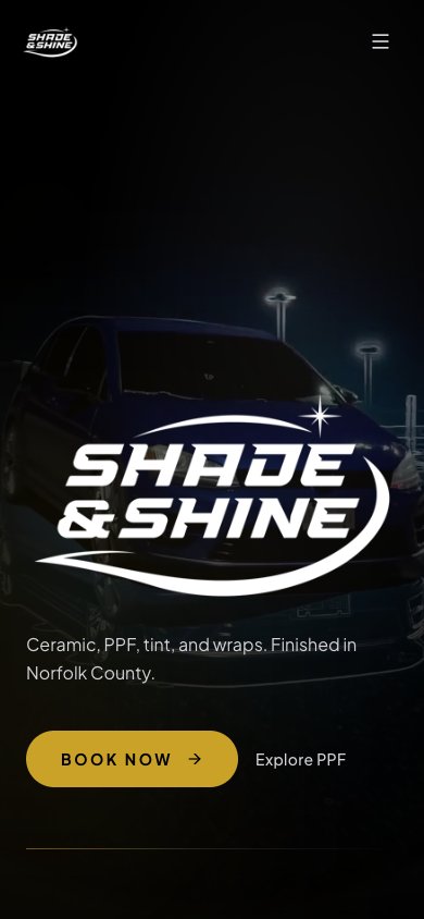 Shade & Shine mobile website